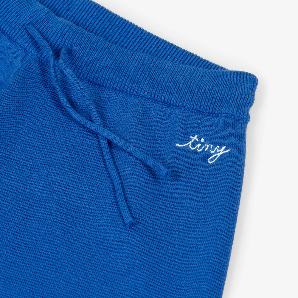 Tinycottons-Girls Blue Knitted Cotton Drawstring Shorts | Childrensalon Outlet
