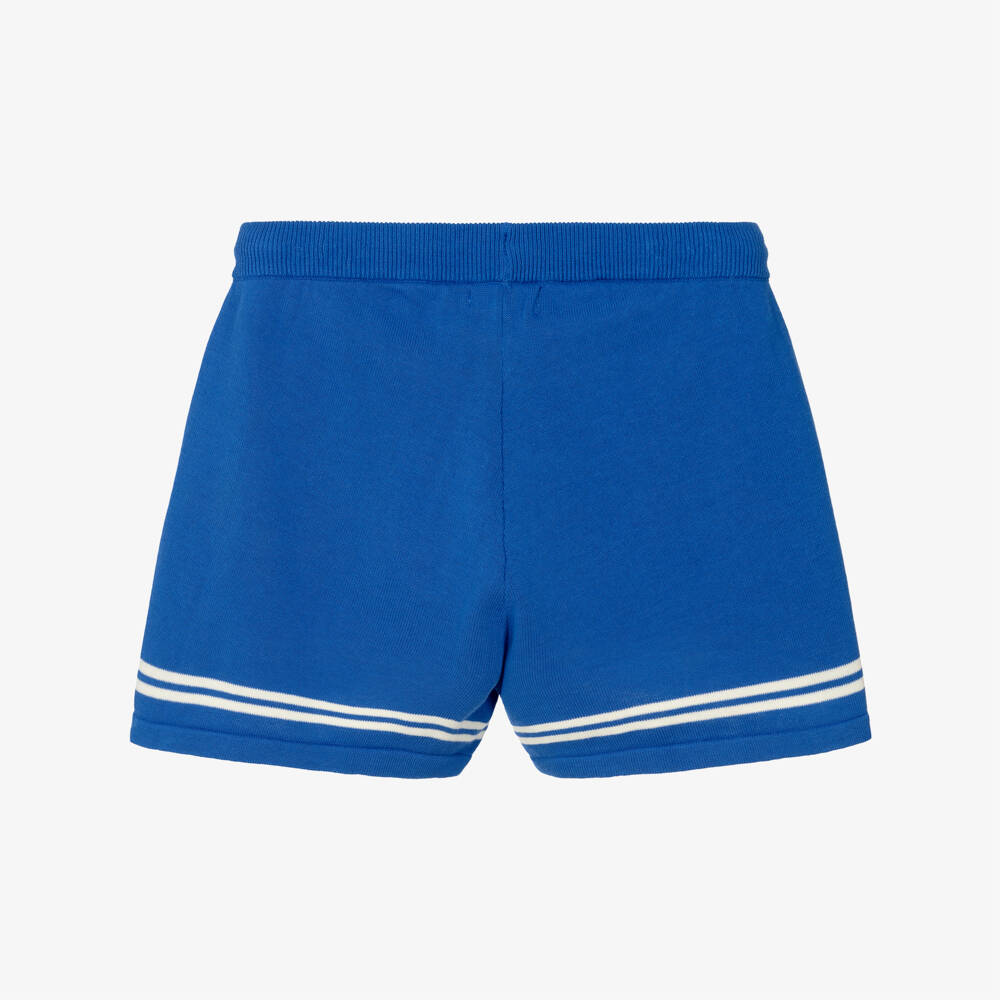 Tinycottons-Girls Blue Knitted Cotton Drawstring Shorts | Childrensalon Outlet
