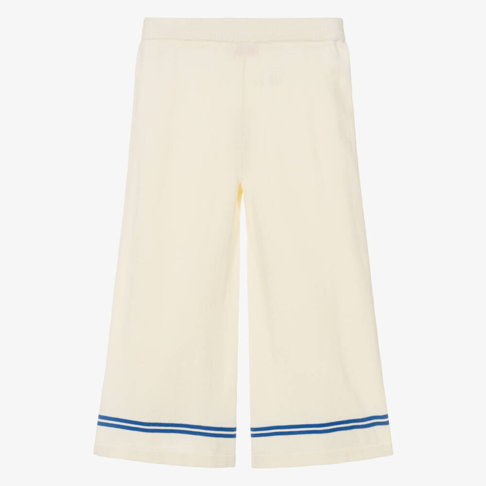 Tinycottons-Girls Ivory Knitted Cotton Drawstring Trousers | Childrensalon Outlet