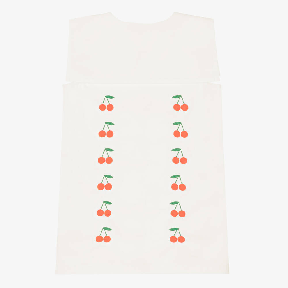 Tinycottons-Girls Off-White Cotton Dress with Embroidered Cherries | Childrensalon Outlet