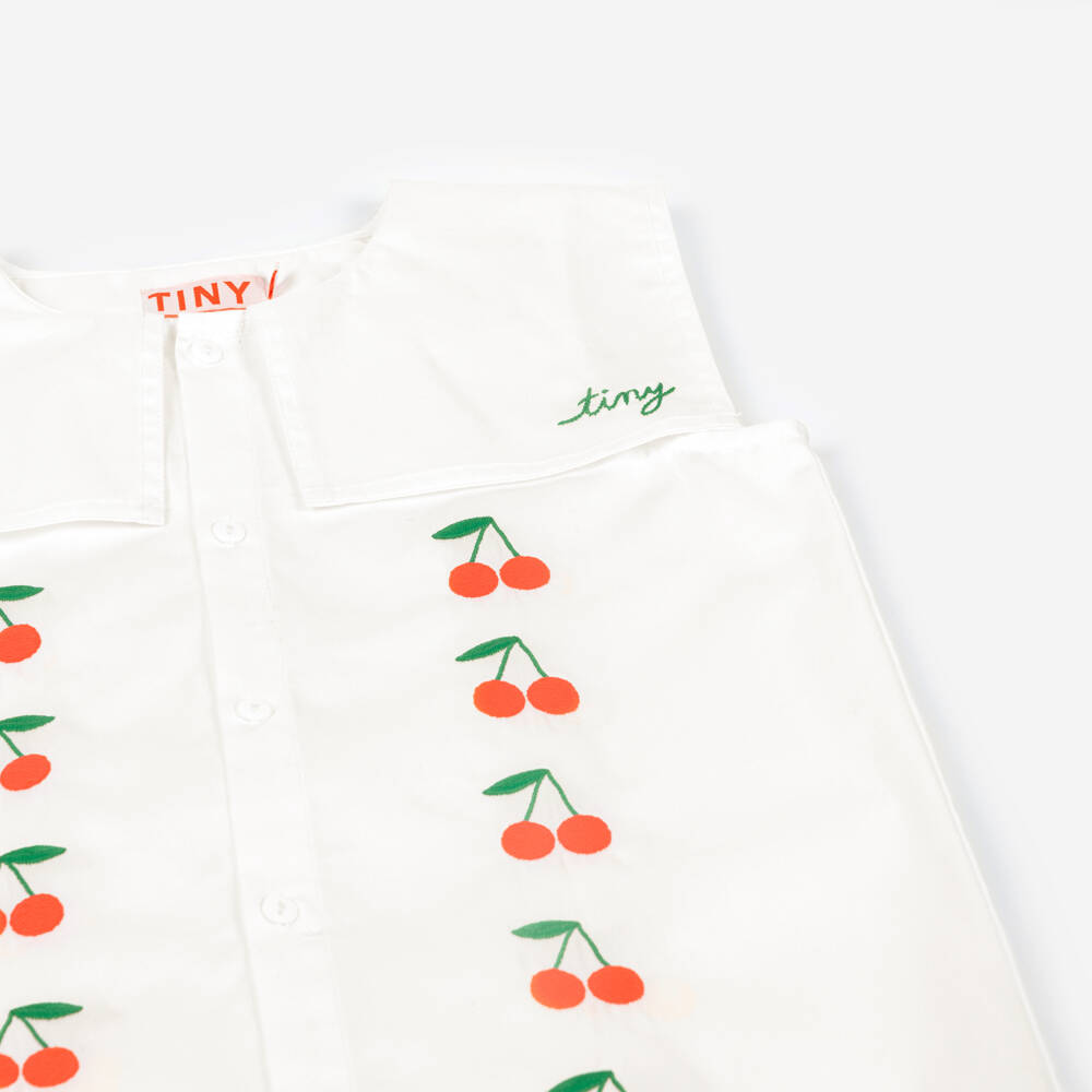 Tinycottons-Girls Off-White Cotton Dress with Embroidered Cherries | Childrensalon Outlet