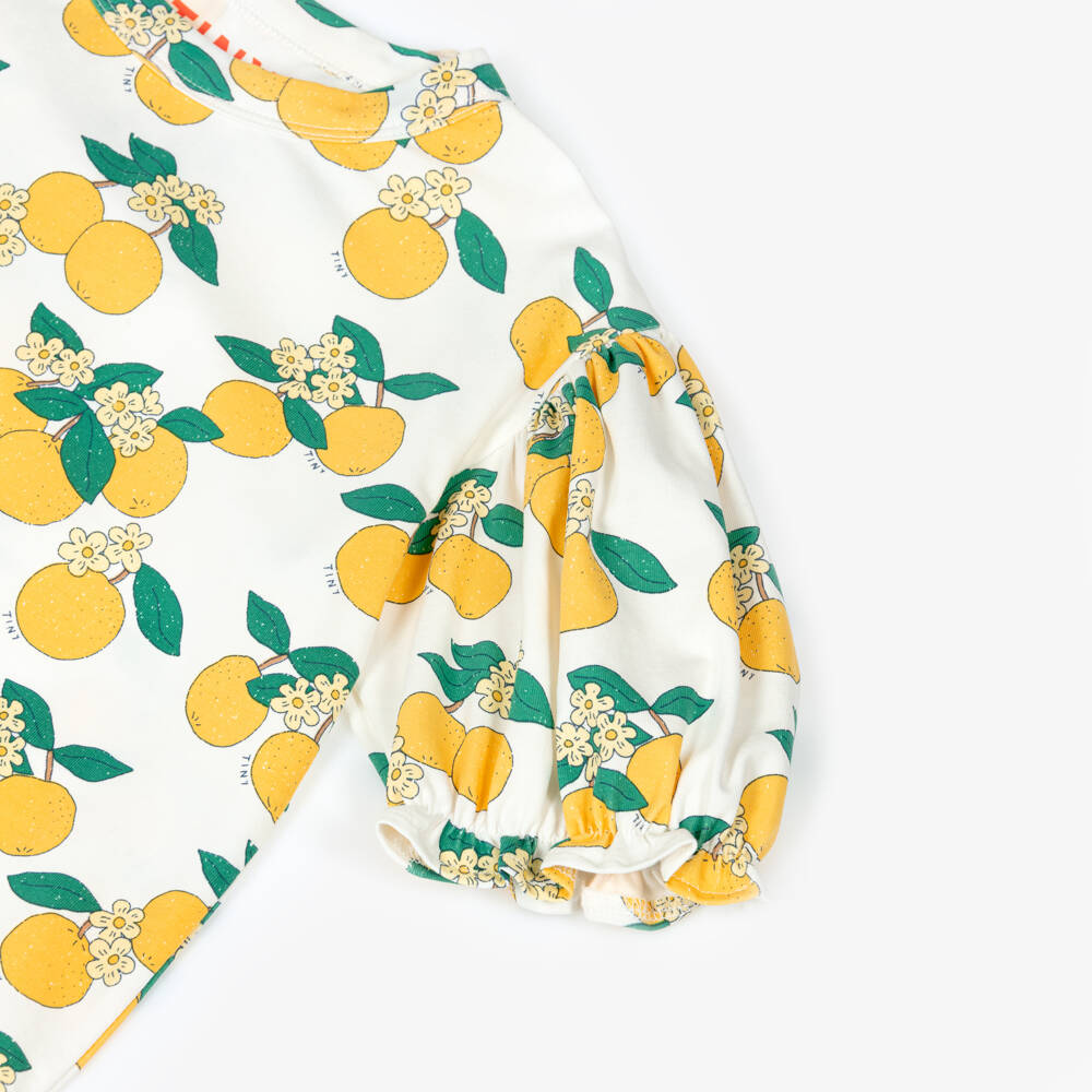Tinycottons-Girls Off-White Orange Print Cotton Dress | Childrensalon Outlet