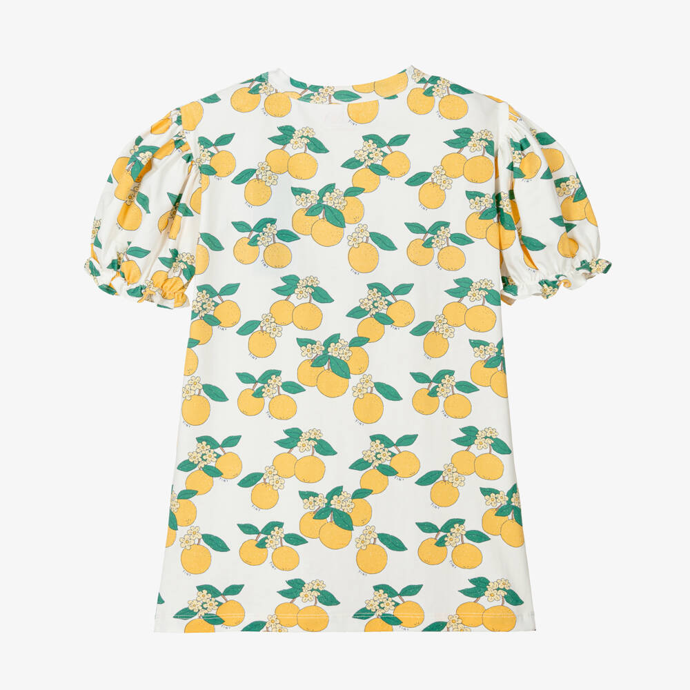 Tinycottons-Girls Off-White Orange Print Cotton Dress | Childrensalon Outlet