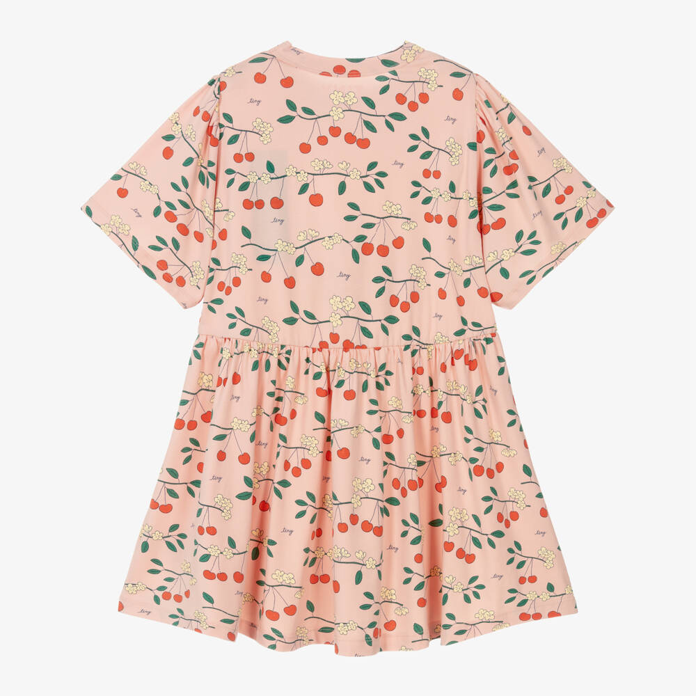 Tinycottons-Girls Pink Cherry Print Organic Cotton Dress | Childrensalon Outlet