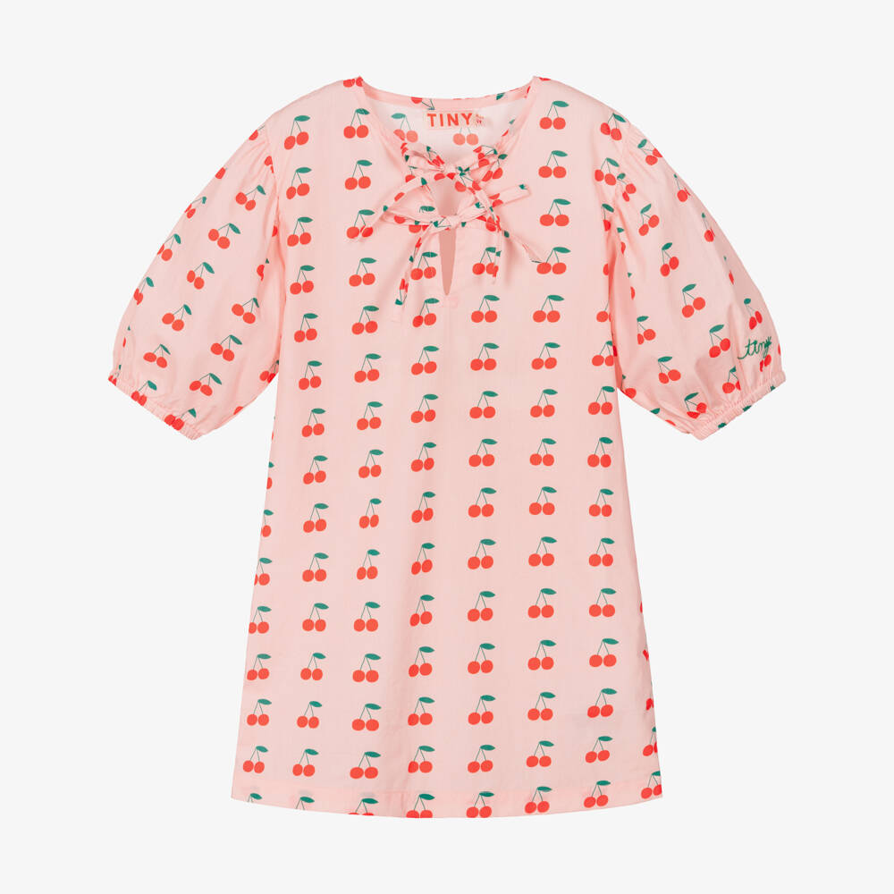 Tinycottons-Girls Pink Cotton Cherry Print Dress | Childrensalon Outlet