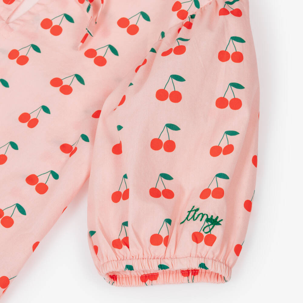 Tinycottons-Girls Pink Cotton Cherry Print Dress | Childrensalon Outlet