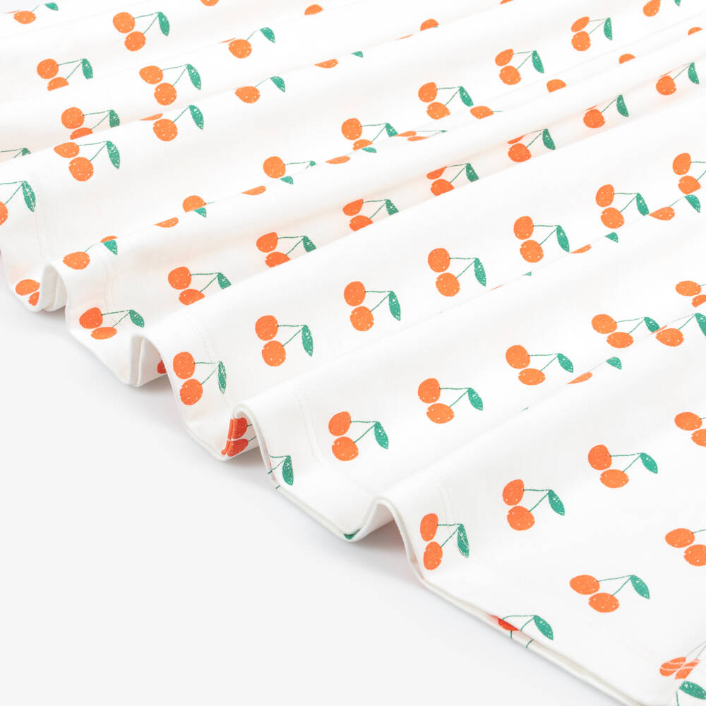 Tinycottons-Girls White Cherry Print Organic Cotton Dress | Childrensalon Outlet