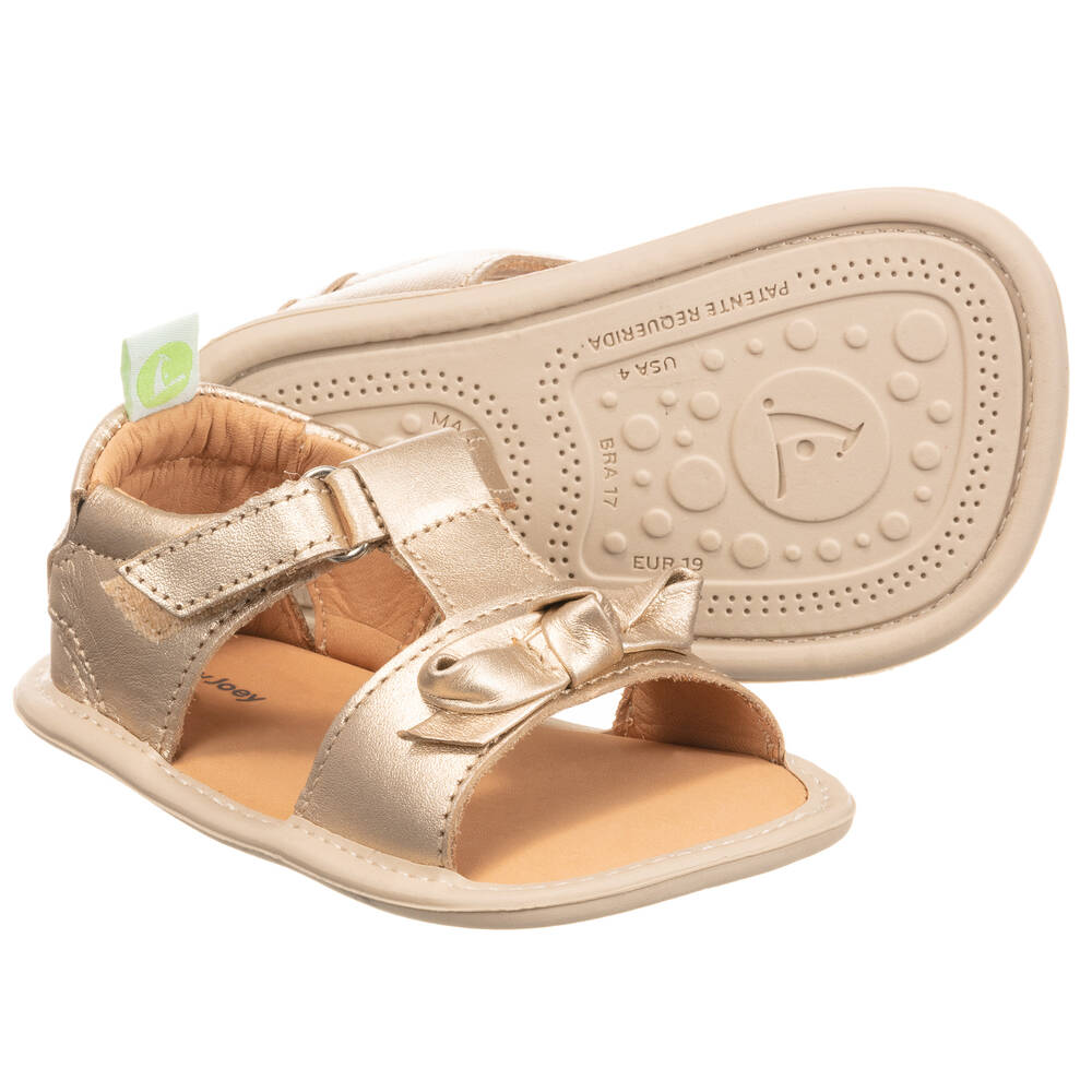 Tip Toey Joey - Золотистые кожаные сандалии для малышек | Childrensalon
