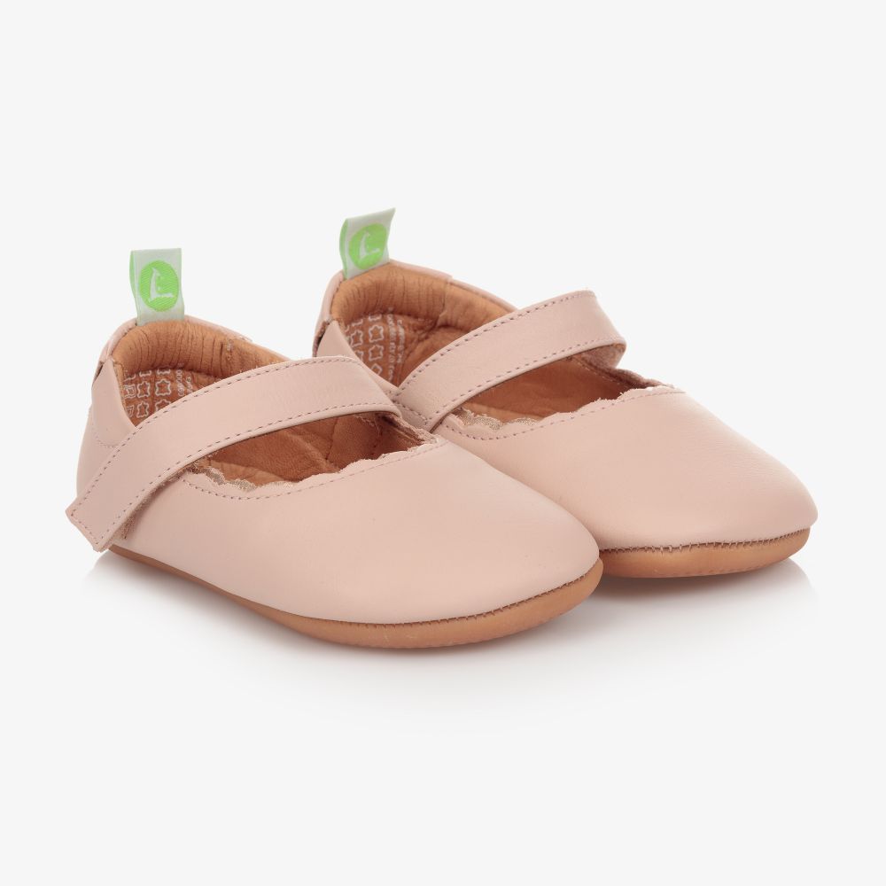 Tip Toey Joey - حذاء جلد لون زهري باهت للمولودات | Childrensalon