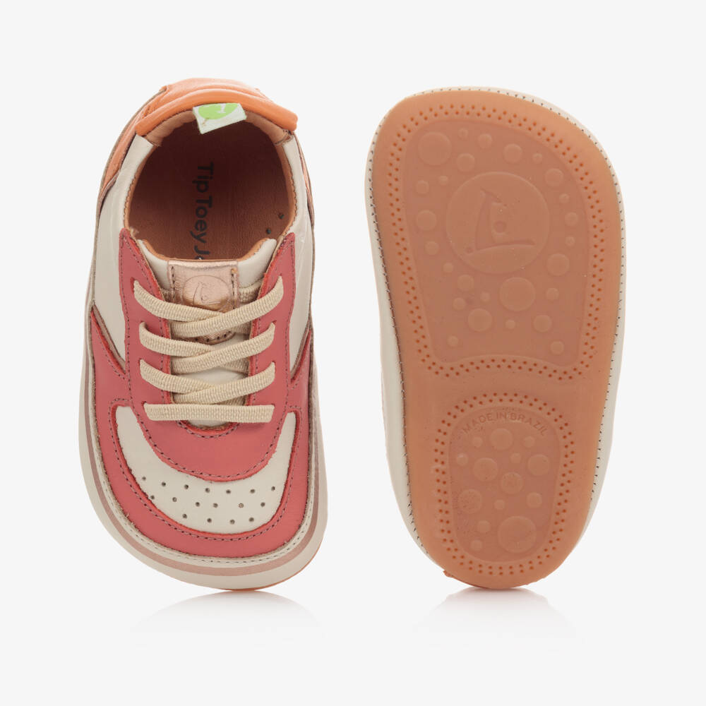 Tip Toey Joey-Baby Girls Pink Leather Trainers | Childrensalon Outlet