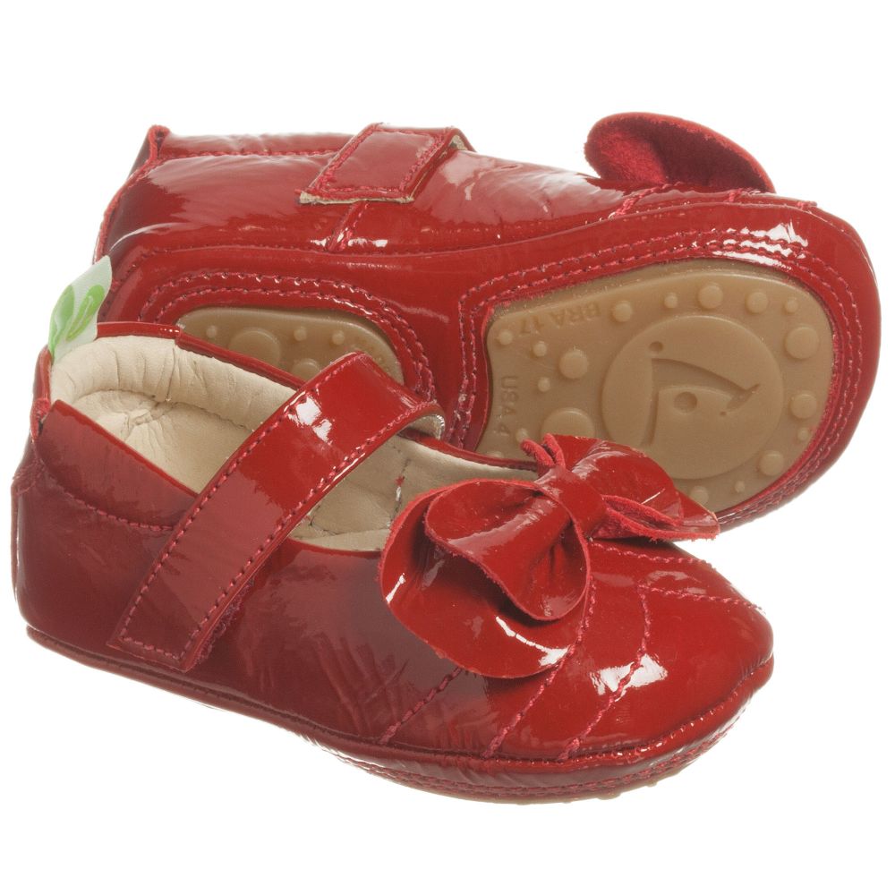 Tip Toey Joey - Baby Girls Red Leather Shoes  | Childrensalon