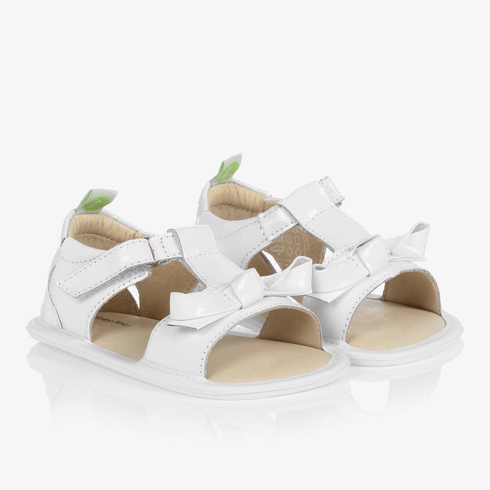 Tip Toey Joey-Baby Girls White Leather Sandals | Childrensalon Outlet