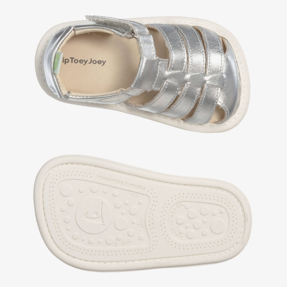 Tip Toey Joey-صندل جلد لون فضّي للمولودات | Childrensalon Outlet