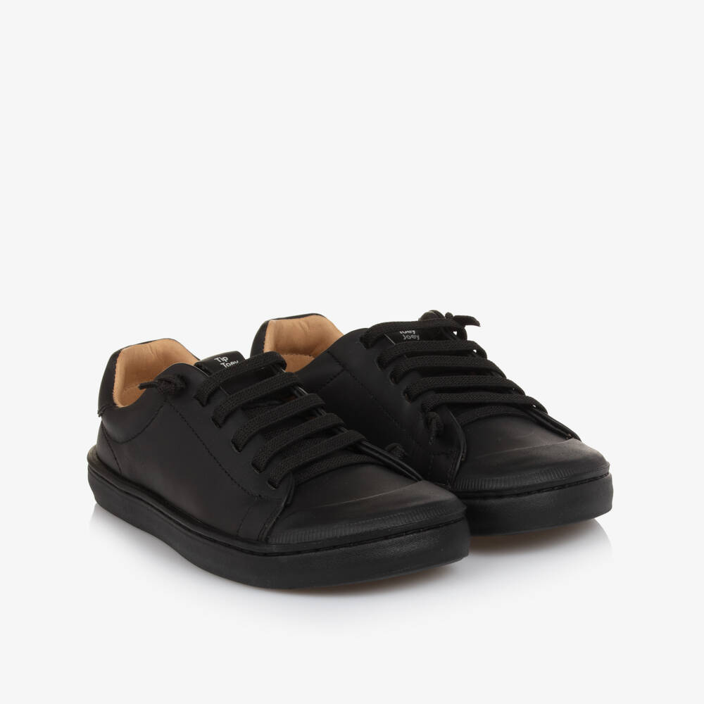 Tip Toey Joey-Black Lace Up Trainers | Childrensalon Outlet
