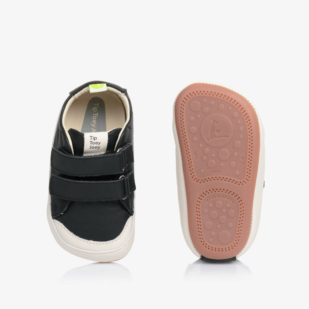 Tip Toey Joey-حذاء رياضي للأطفال من الجلد الأسود مع إغلاق فيلكرو | Childrensalon Outlet