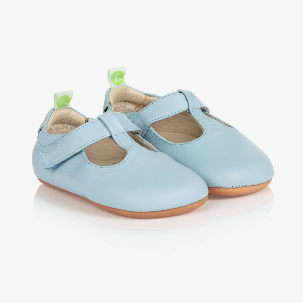 Tip Toey Joey - Blaue Baby-Lederschuhe mit T-Riemchen | Childrensalon