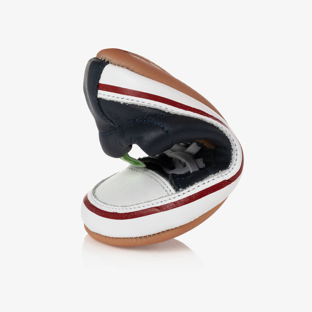 Tip Toey Joey-ترينرز جلد لون كحلي وأبيض لمرحلة بدء المشي | Childrensalon Outlet