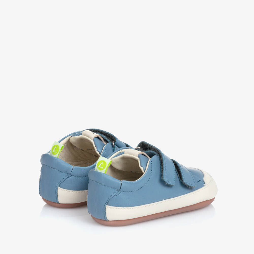 Tip Toey Joey-Boys Blue Leather Velcro Sneakers | Childrensalon Outlet