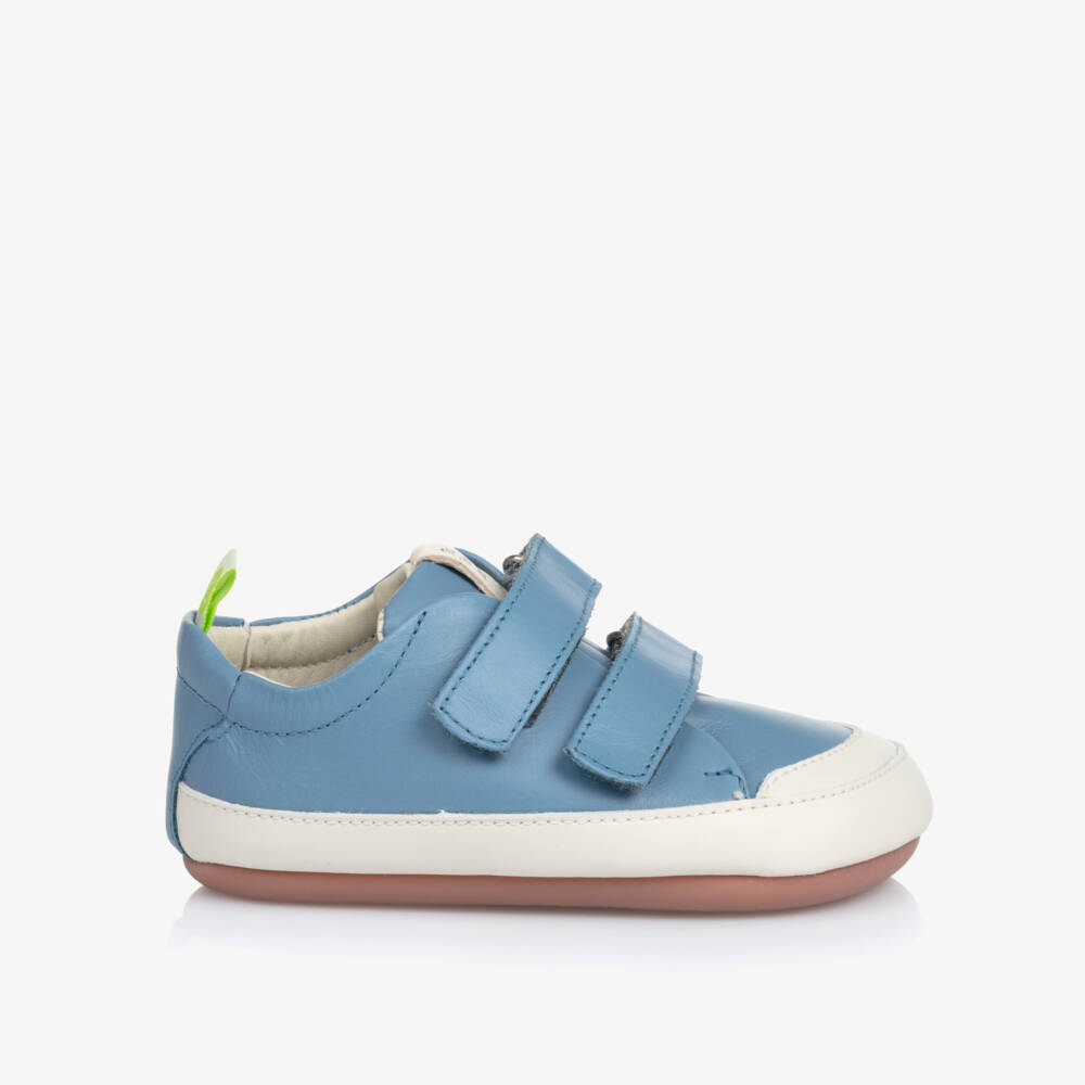 Tip Toey Joey-Boys Blue Leather Velcro Sneakers | Childrensalon Outlet