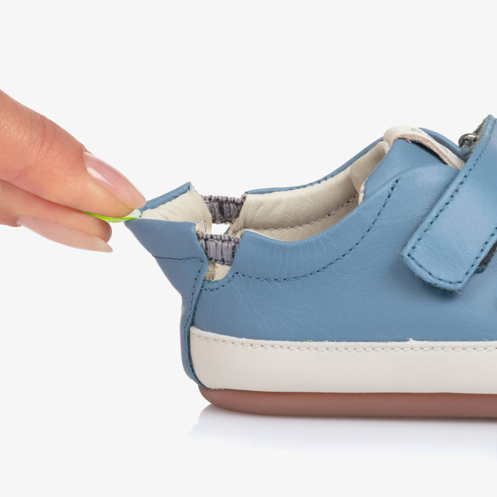 Tip Toey Joey-Boys Blue Leather Velcro Sneakers | Childrensalon Outlet