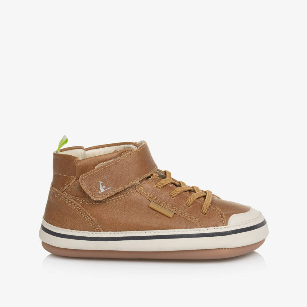 Tip Toey Joey-Boys Tan Leather High-Top Sneakers | Childrensalon Outlet