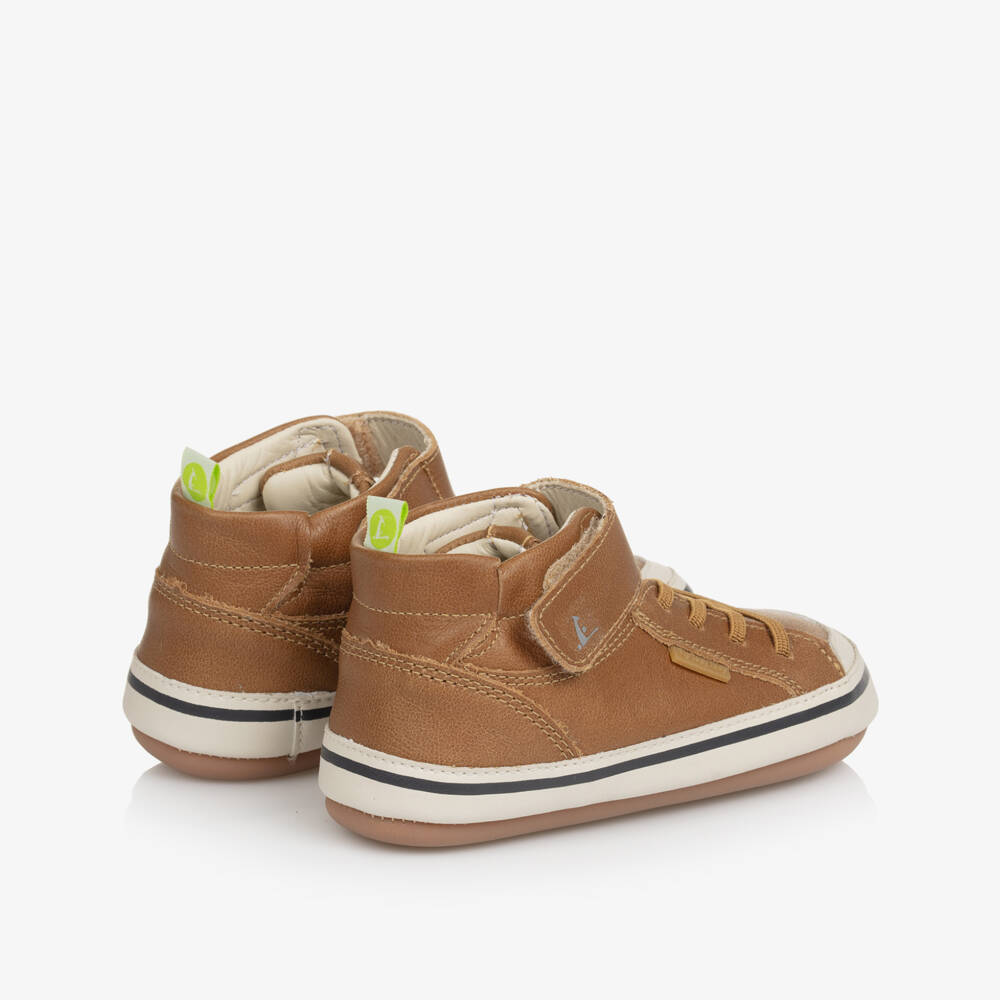 Tip Toey Joey-Boys Tan Leather High-Top Sneakers | Childrensalon Outlet