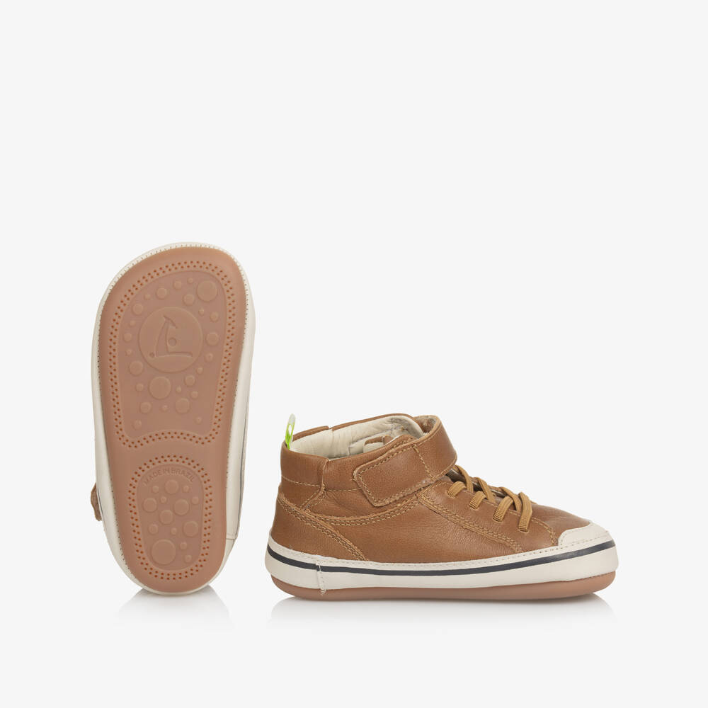 Tip Toey Joey-Boys Tan Leather High-Top Sneakers | Childrensalon Outlet
