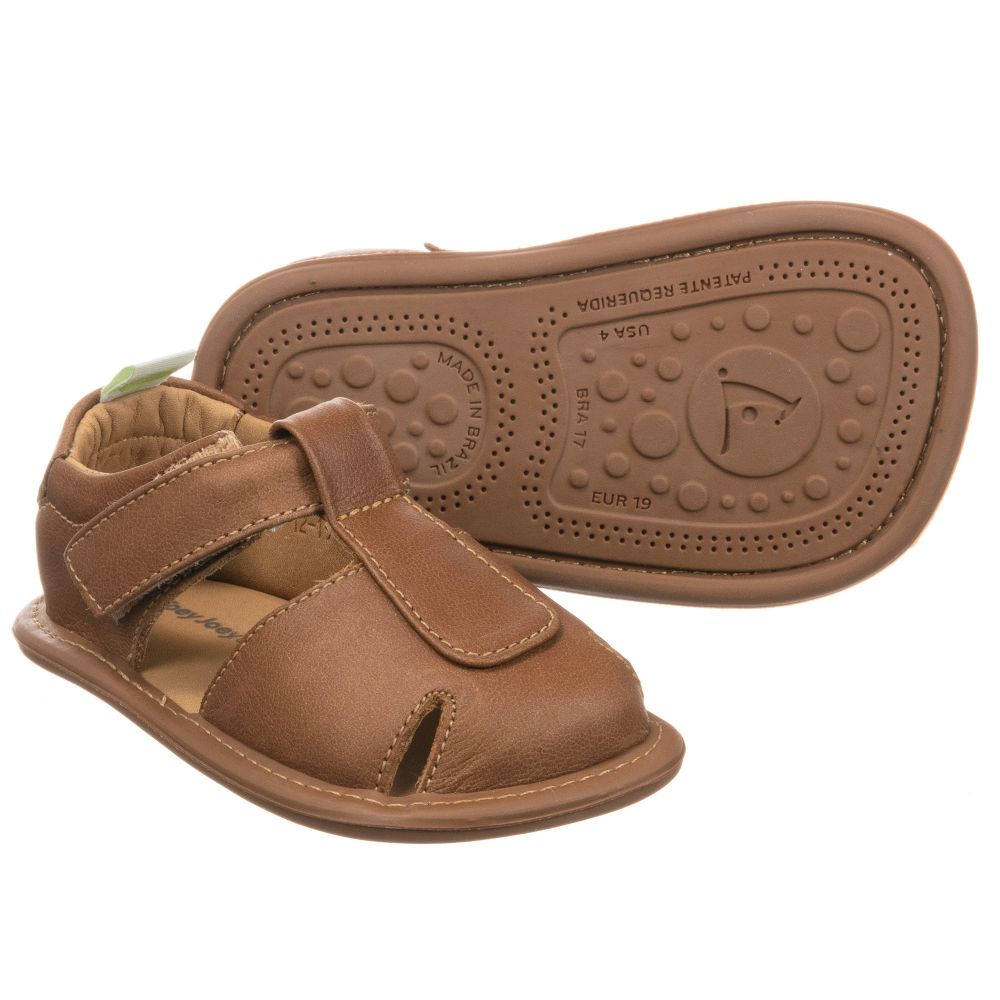Tip Toey Joey - Brown Leather Baby Sandals | Childrensalon