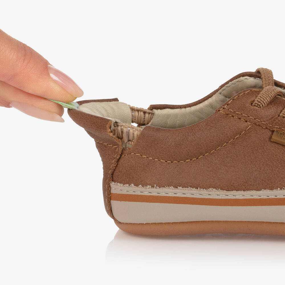 Tip Toey Joey-Brown Leather Baby Trainers | Childrensalon Outlet