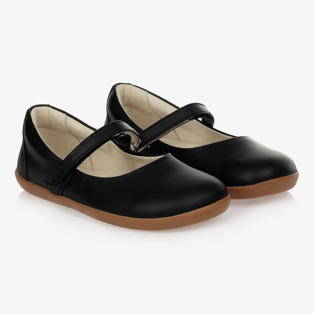 Tip Toey Joey - Girls Black Leather Pumps | Childrensalon