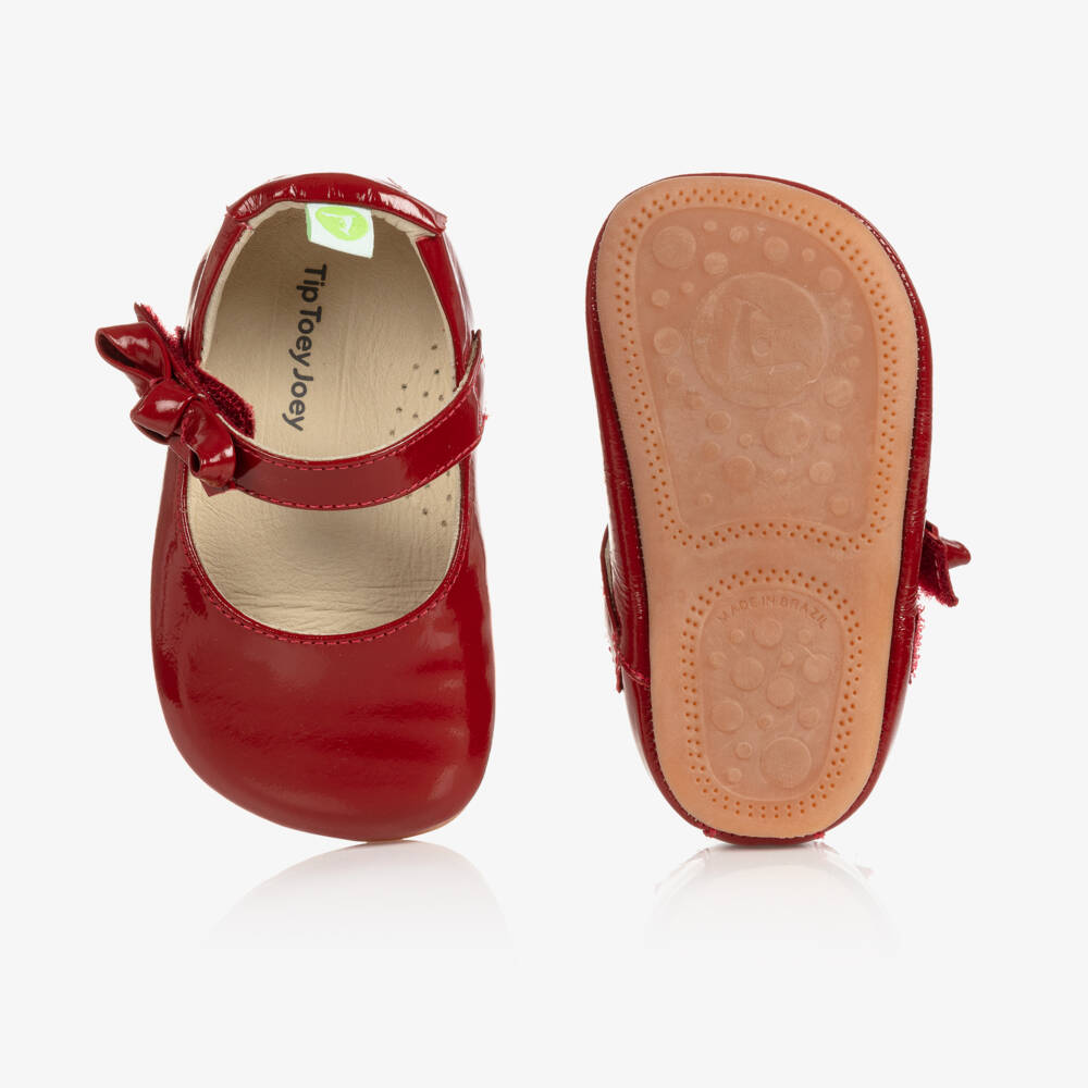 Tip Toey Joey-Girls Red Leather Bow Shoes | Childrensalon Outlet