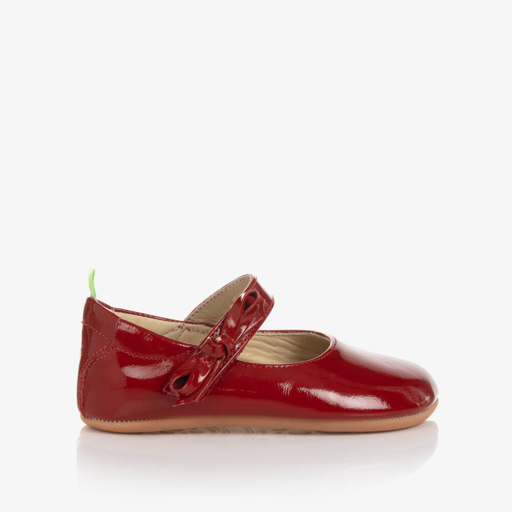 Tip Toey Joey-Girls Red Leather Bow Shoes | Childrensalon Outlet