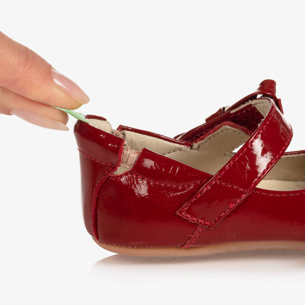 Tip Toey Joey-Girls Red Leather Bow Shoes | Childrensalon Outlet