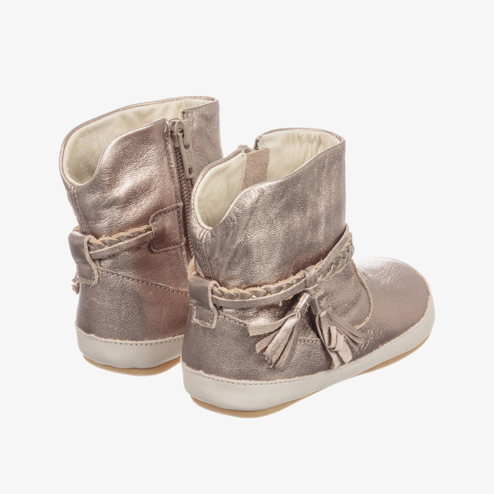Tip Toey Joey-Кожаные сапожки золотистого цвета для малышей | Childrensalon Outlet