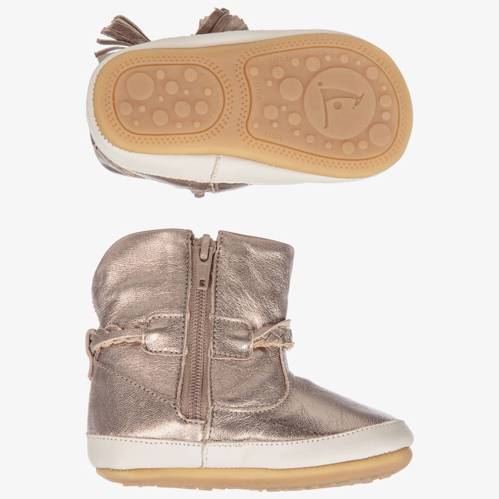 Tip Toey Joey-Кожаные сапожки золотистого цвета для малышей | Childrensalon Outlet