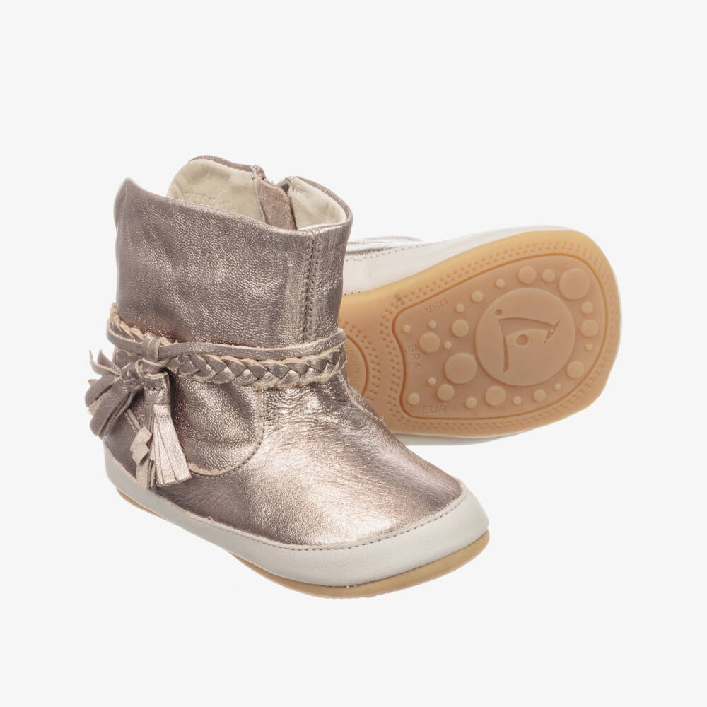 Tip Toey Joey-Кожаные сапожки золотистого цвета для малышей | Childrensalon Outlet