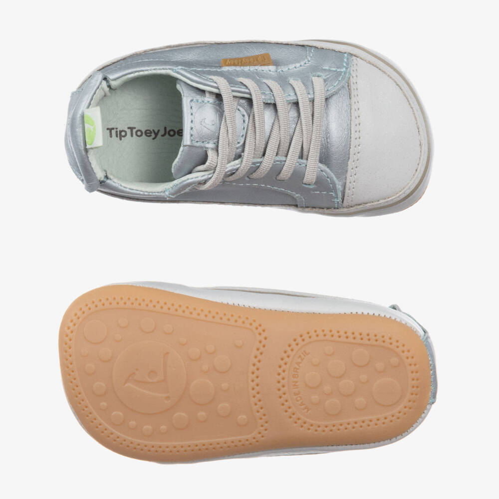 Tip Toey Joey-Кожаные кроссовки цвета голубой металлик | Childrensalon Outlet