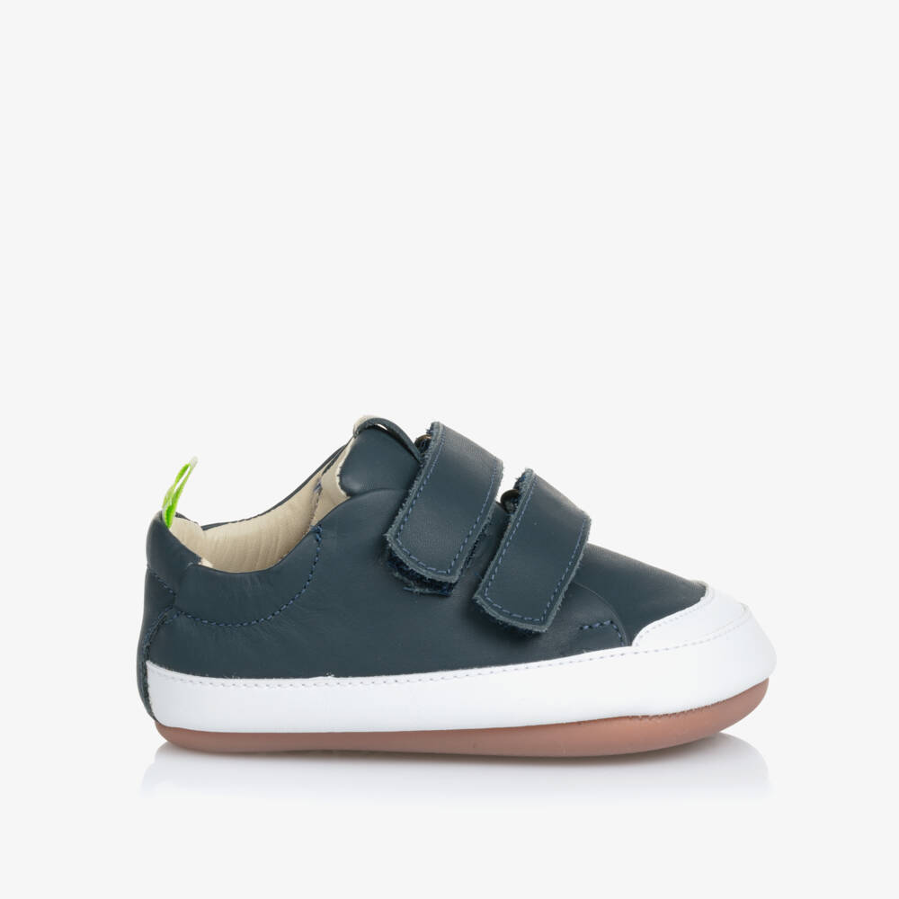Tip Toey Joey-Navy Blue Leather Velcro Trainers | Childrensalon Outlet
