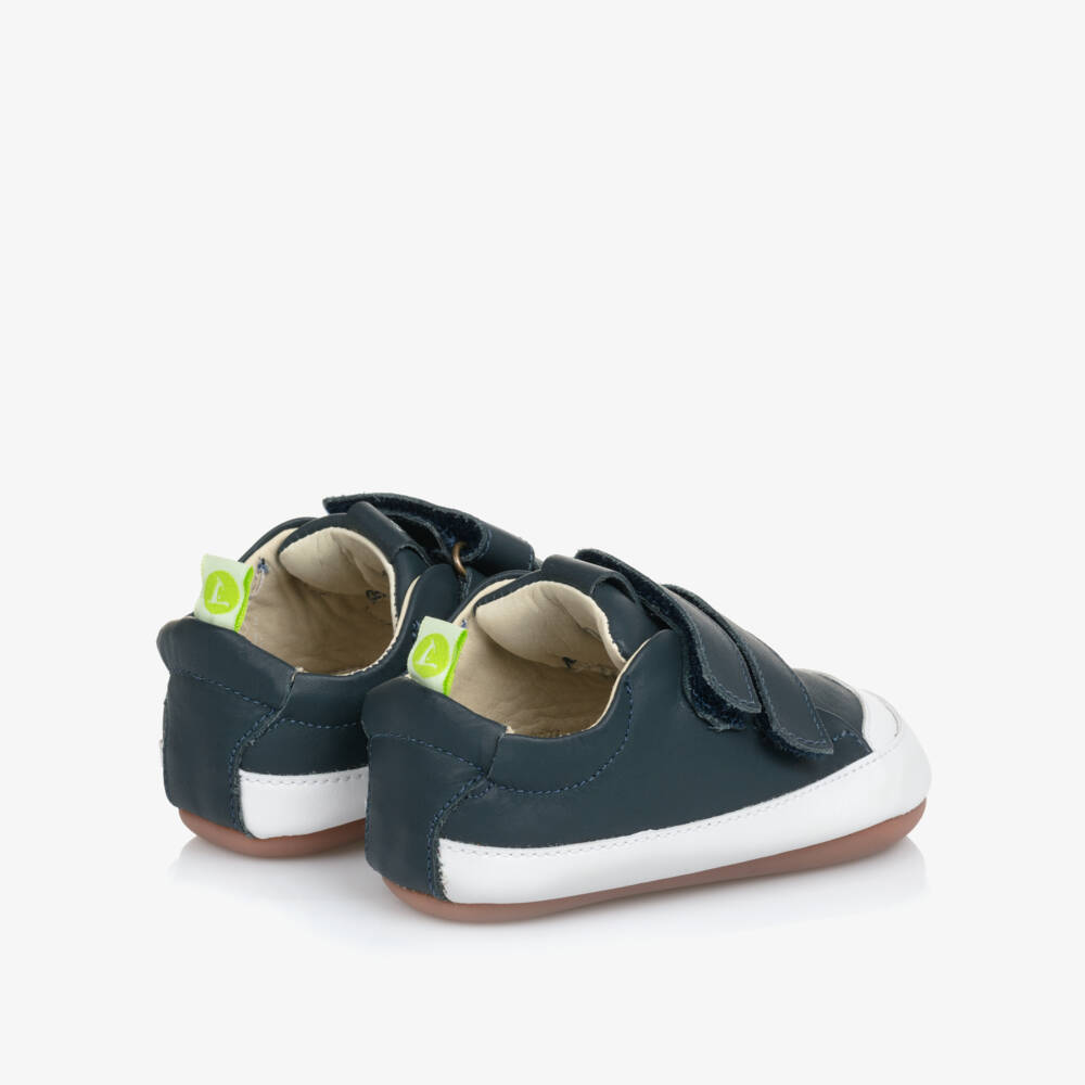 Tip Toey Joey-Navy Blue Leather Velcro Trainers | Childrensalon Outlet