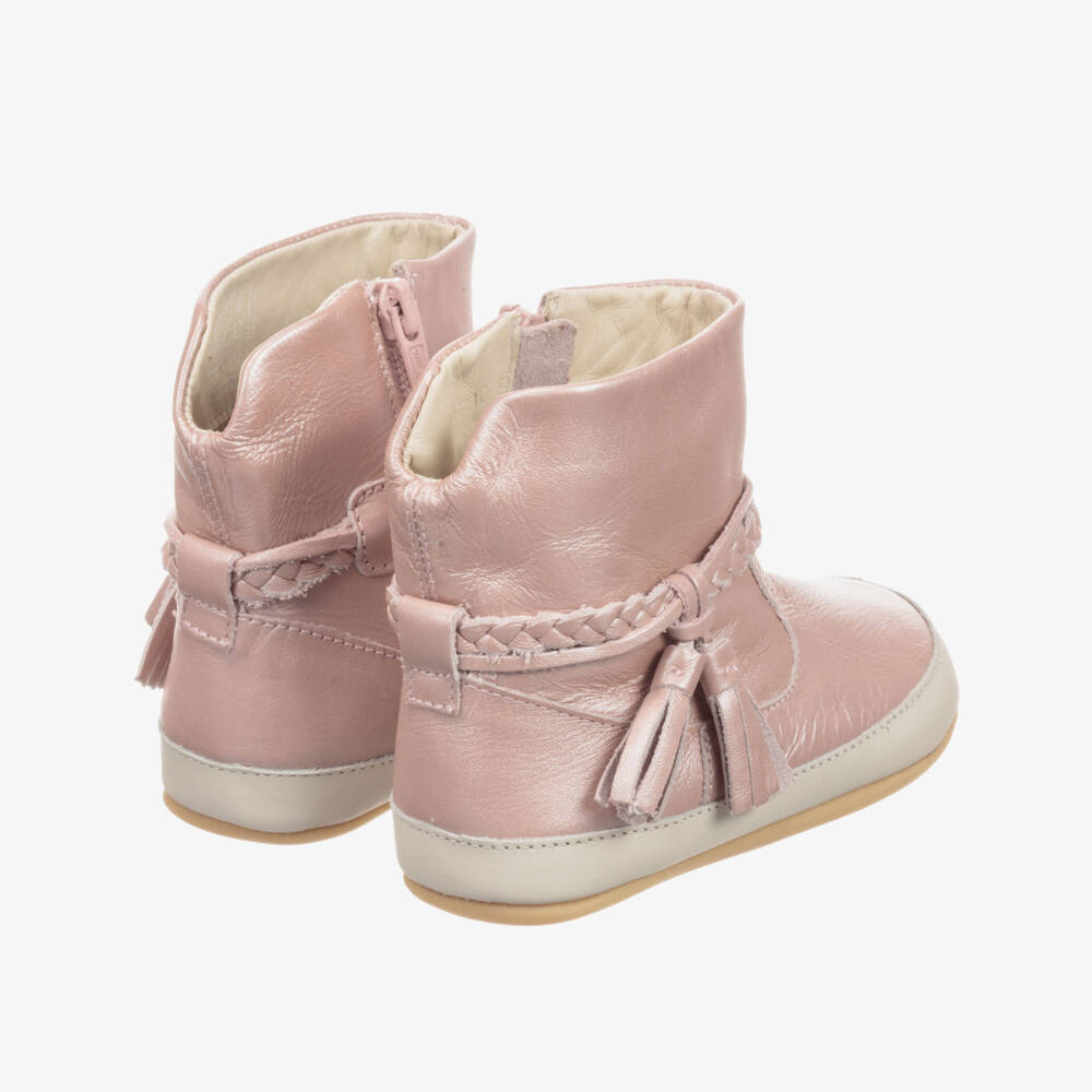 Tip Toey Joey-بوت جلد لون زهري للمولودات | Childrensalon Outlet