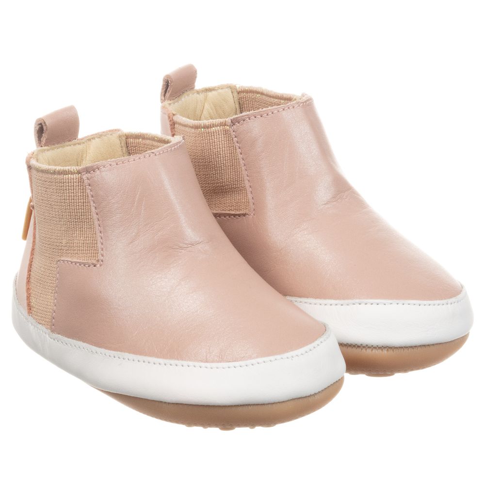 Tip Toey Joey - Pink Leather First-Walker Boots | Childrensalon