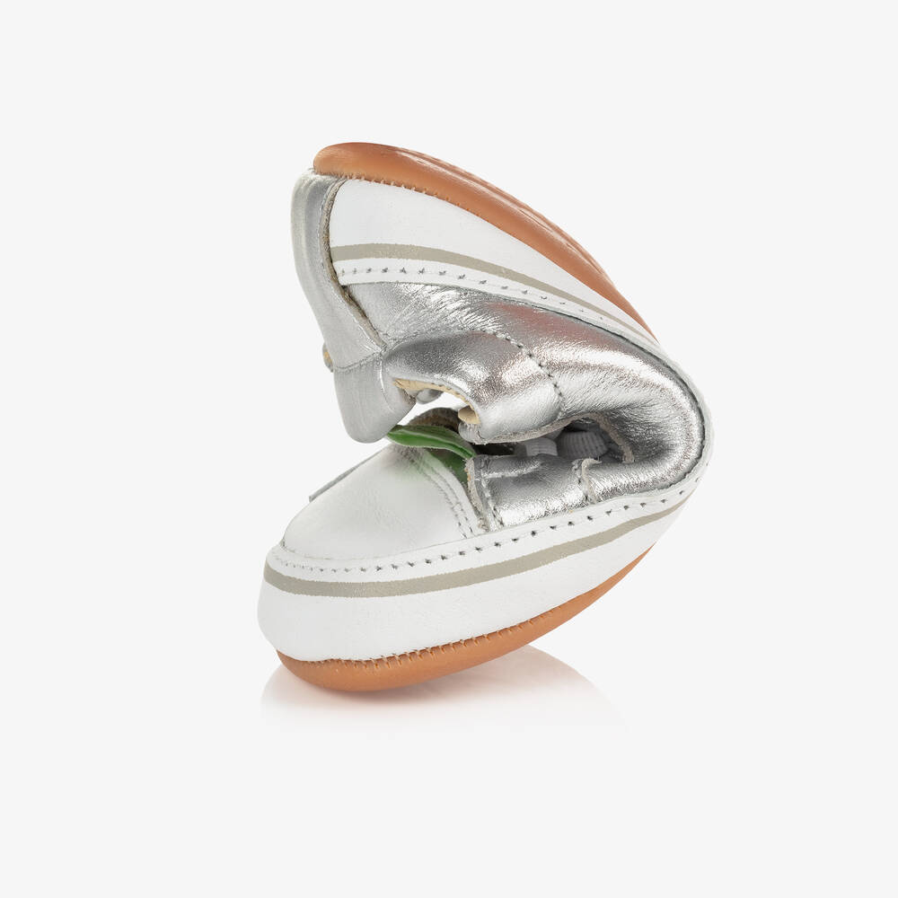 Tip Toey Joey-Silver Leather Baby Trainers | Childrensalon Outlet