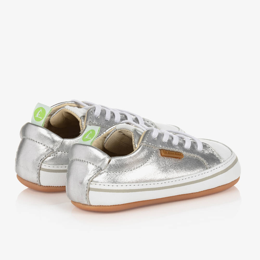 Tip Toey Joey-Silver Leather Baby Trainers | Childrensalon Outlet