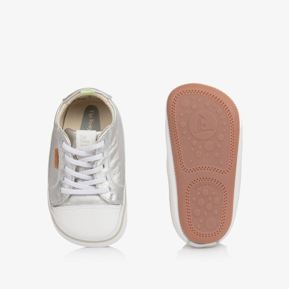 Tip Toey Joey-حذاء أولى خطوات من الجلد الفضي | Childrensalon Outlet