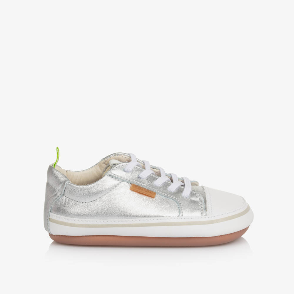 Tip Toey Joey-حذاء أولى خطوات من الجلد الفضي | Childrensalon Outlet