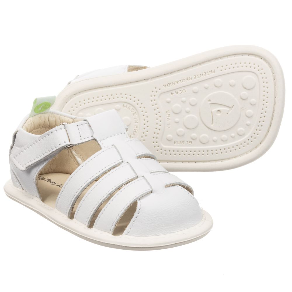 Tip Toey Joey - Белые кожаные сандалии для малышей | Childrensalon