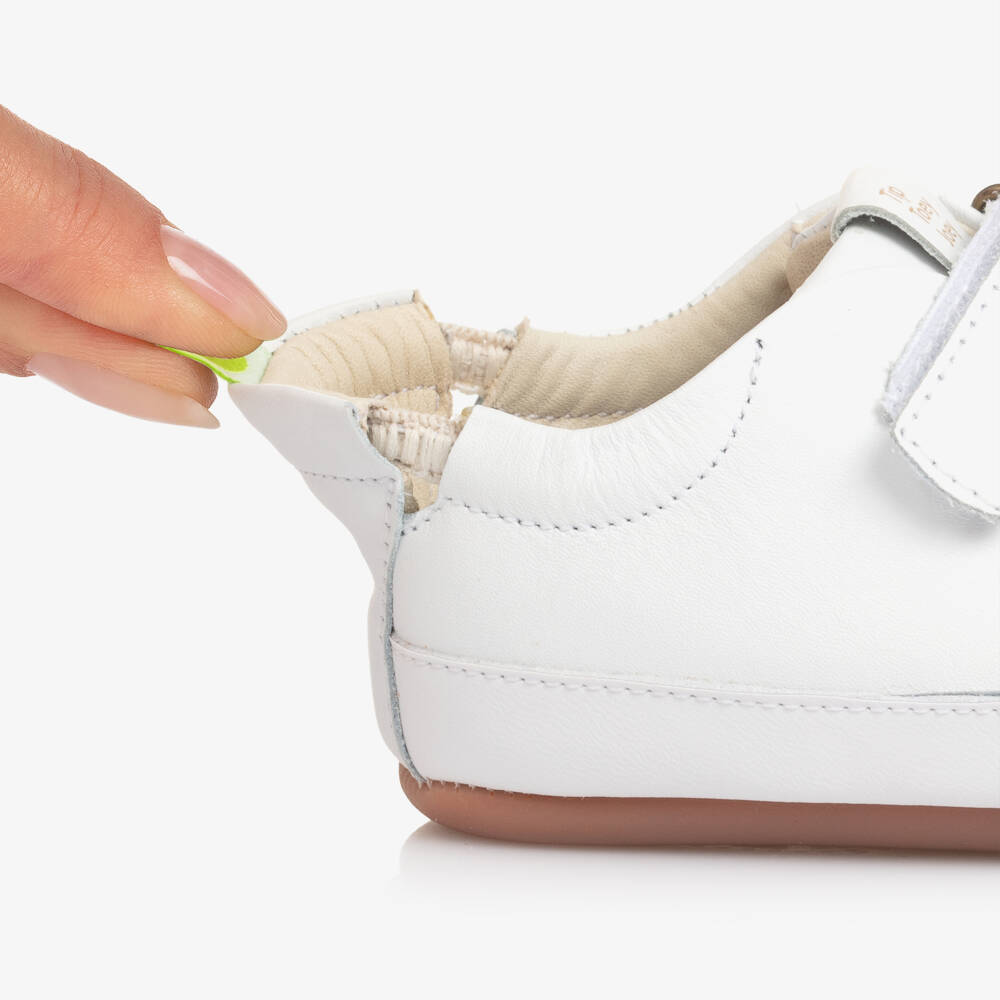 Tip Toey Joey-White Leather Baby Velcro Walkers | Childrensalon Outlet
