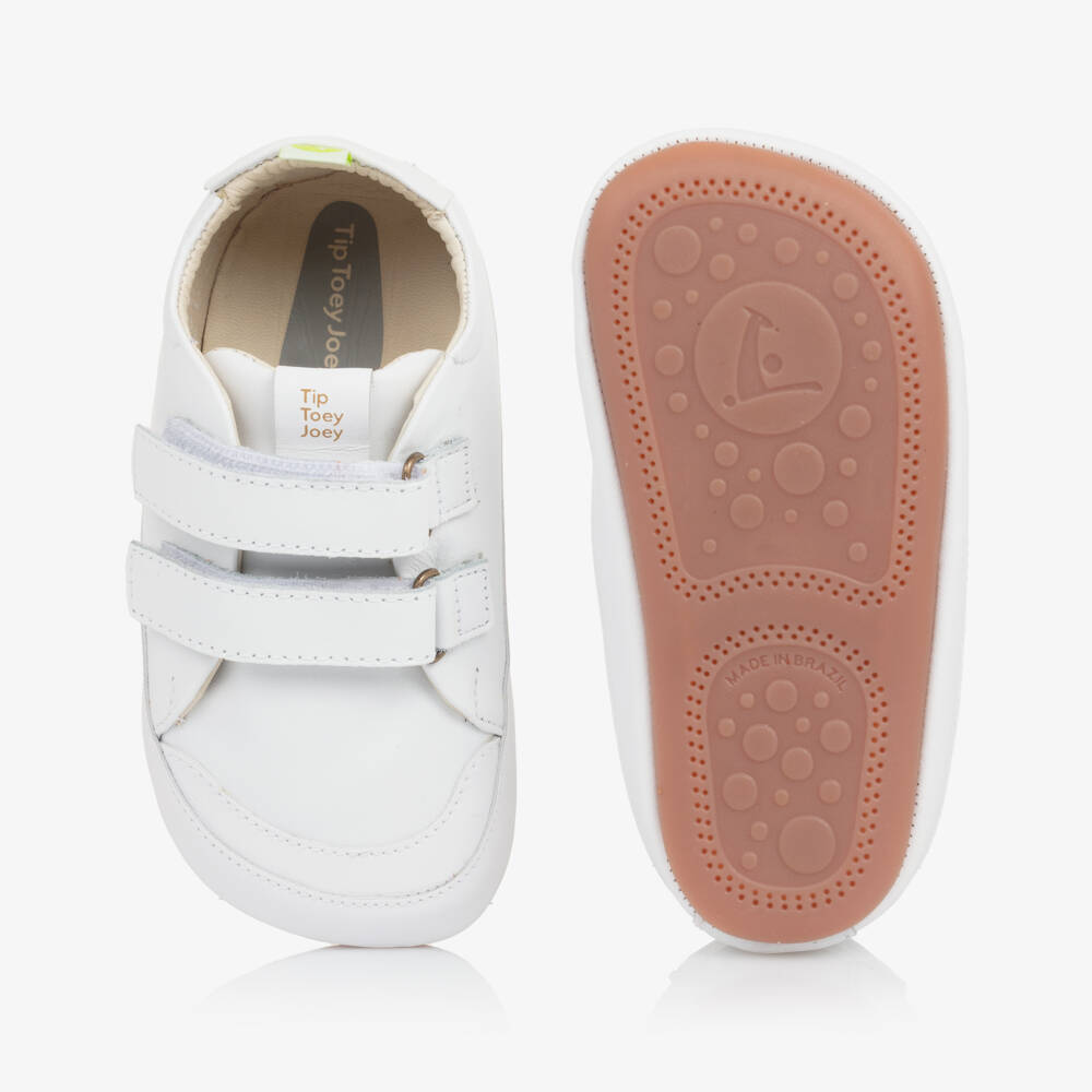 Tip Toey Joey-White Leather Baby Velcro Walkers | Childrensalon Outlet