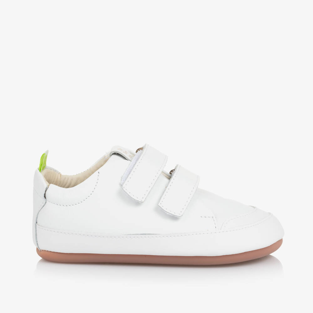 Tip Toey Joey-White Leather Baby Velcro Walkers | Childrensalon Outlet