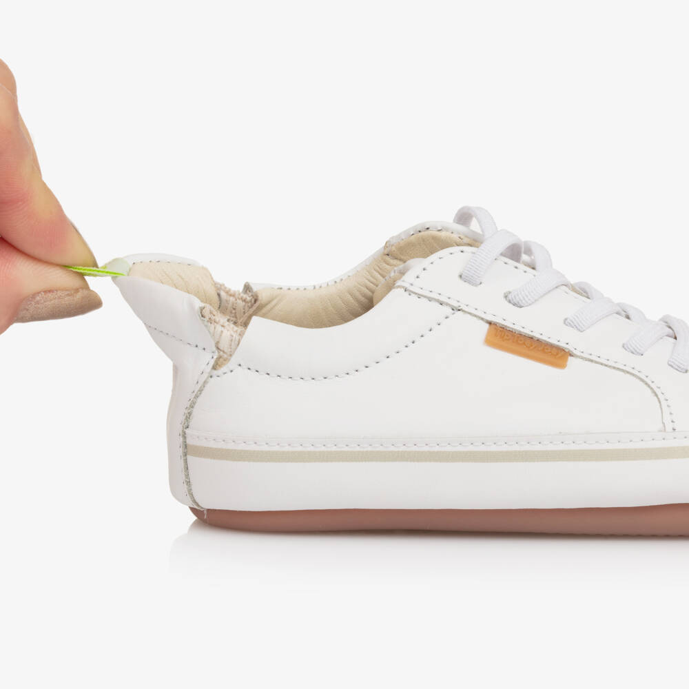 Tip Toey Joey-White Leather Early Walker Shoes | Childrensalon Outlet